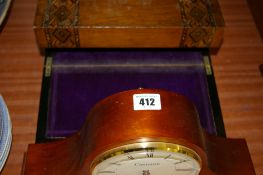 Inlaid stationery box and a Quartz mantel clock