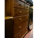 Modern pine chest of two short over four long drawers