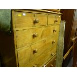 Stripped Victorian pine chest of two short over three long drawers