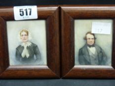 Two neatly framed portrait miniatures