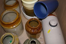 Quantity of earthenware pots, hotwater bottle etc