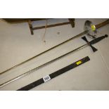 Fencing foil stamped 'Leon Paul' and another sword with scabbard