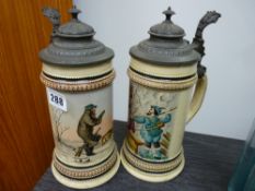 Pair of European steins