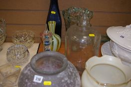 Parcel of mixed glassware including heavy art glass bowl, demi-john etc