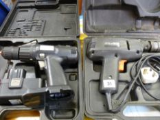 Cased Black & Decker hand drill and a cased 12v cordless drill E/T