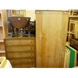 Single door oak wardrobe and a non-matching six drawer chest