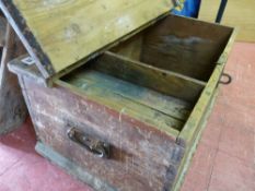 Vintage wooden box with iron handles