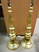 Pair of heavy brass effect table lamps