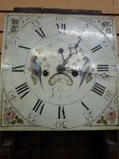 A 19th CENTURY OAK & MAHOGANY LONGCASE CLOCK by T Clowes(?), Nantwich, 30 ins square painted dial of