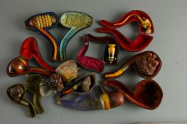 VICTORIAN MEERSCHAUM AMBER & OTHER PIPES & CHEROOT HOLDERS, a collection, mostly cased and varying