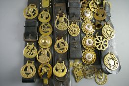 SHIRE/HEAVY HORSE BRASSES - a collection of thirty vintage and later on martingales and harness