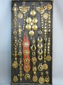 SHIRE/HEAVY HORSE BRASSWARE - a 4ft display board mounted with antique and commemorative brass and