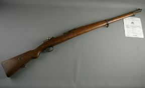 WITHDRAWN A DE-ACTIVATED MAUSER 1903 17.65mm RIFLE, 125 cms long overall, walnut stock etc wi