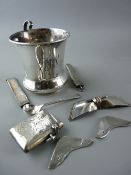 A SILVER CHRISTENING CUP, VESTA CASE and a quantity of small scrap items, Birmingham 1930 the cup (