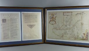 THOMAS E PONT (Scottish Minister & Part-time Cartographer) coloured and tinted map on fabric or