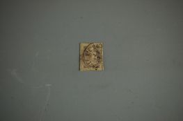 A, POSSIBLY RARE SMALL HERMES HEAD GREEK STAMP, 1886-1899, coloured and being the first Olympic