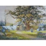 PETER GHENT watercolour - titled verso 'No. 10, The Old Lych Gate', signed, 24 x 34 cms