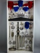 SHIRE/HEAVY HORSE HARNESS DECORATION - a 4ft display board mounted with an assortment of chrome