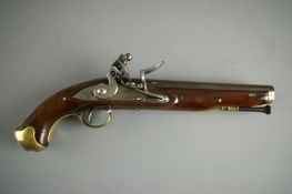 A TOWER LIGHT DRAGOON FLINTLOCK PISTOL with full walnut brass mounted stock, well marked and with