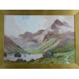 ALFRED DE BREANSKI watercolour - entitled 'Llyn Idwal, North Wales', signed, J Davey & Sons Gallery,