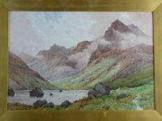 ALFRED DE BREANSKI watercolour - entitled 'Llyn Idwal, North Wales', signed, J Davey & Sons Gallery,