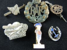 A SMALL GROUP OF SWEETHEART BROOCHES, BUTTONS & BADGES including a bi-plane example marked '1939-
