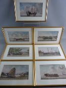 SEVEN EARLY 19th CENTURY CHINESE JUNK WATERCOLOUR ON SILK PAINTINGS, each depicting traditional
