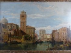 GEORGE CLARKSON STANFIELD oil on canvas - Venetian scene, signed, Boydell Gallery, Liverpool label