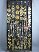 SHIRE/HEAVY HORSE BRASSWARE - a 4ft display board mounted with vintage Victorian and later brass