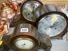 Three vintage oak cased mantel clocks