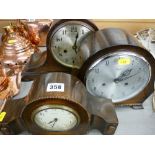 Three vintage oak cased mantel clocks