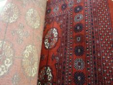 Red ground Super Keshan handmade carpet with knotted fringe