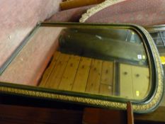 Green and gilt decorated vintage overmantel mirror