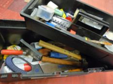 Curver black organizer toolbox and contents of small hand tools