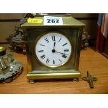 Brass carriage clock with key