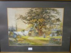 PETER GHENT framed watercolour - titled verso 'No. 10 The Old Lych Gate'