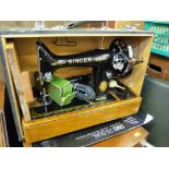 Cased vintage Singer sewing machine