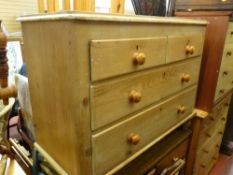 Victorian stripped pine chest of two short over two long drawers