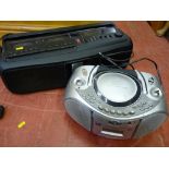 Goodmans compact portable music player and an Hitachi 3D Superwoofer portable radio and cassette