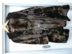 Vintage faux fur full length lady's coat and a fur stole