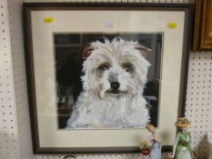 J RIMMER framed acrylic - a dog, titled 'Scruff'