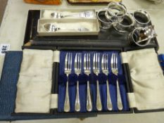 Parcel of cased flatware, serviette rings etc