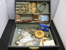 Quantity of vintage costume jewellery etc including nine carat gold earrings, sterling silver