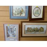 Four various decoupage framed pictures