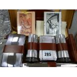 Vintage cased gent's vanity set and two sealed packs of playing cards