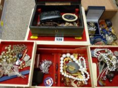 Quantity of Victorian and later costume jewellery etc within three boxes