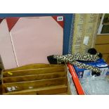Quantity of desk blotters, treen letter rack and parcel of household items
