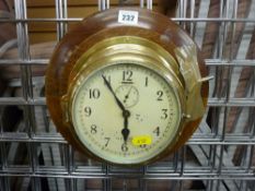 Vintage brass ship's clock by Mercer