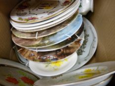 Box of decorative plates etc