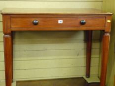 Victorian mahogany single drawer side table on canted supports